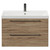 Napoli Bordalino Oak 800mm Wall Mounted Vanity Unit with 1 Tap Hole Slim Edge Basin and 2 Drawers with Gunmetal Grey Handles Front View