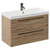 Napoli Bordalino Oak 800mm Wall Mounted Vanity Unit with 1 Tap Hole Slim Edge Basin and 2 Drawers with Gunmetal Grey Handles Left Hand View