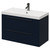 Napoli Deep Blue 800mm Wall Mounted Vanity Unit with 1 Tap Hole Slim Edge Basin and 2 Drawers with Gunmetal Grey Handles Right Hand View