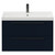 Napoli Deep Blue 800mm Wall Mounted Vanity Unit with 1 Tap Hole Slim Edge Basin and 2 Drawers with Gunmetal Grey Handles Front View