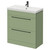 Napoli Olive Green 800mm Floor Standing Vanity Unit with 1 Tap Hole Slim Edge Basin and 2 Drawers with Gunmetal Grey Handles Right Hand View