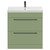 Napoli Olive Green 800mm Floor Standing Vanity Unit with 1 Tap Hole Slim Edge Basin and 2 Drawers with Gunmetal Grey Handles Front View