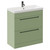 Napoli Olive Green 800mm Floor Standing Vanity Unit with 1 Tap Hole Slim Edge Basin and 2 Drawers with Gunmetal Grey Handles Left Hand View