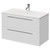 Napoli Gloss White 800mm Wall Mounted Vanity Unit with 1 Tap Hole Minimalist Basin and 2 Drawers with Chrome Handles Right Hand View