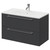 Napoli Gloss Grey 800mm Wall Mounted Vanity Unit with 1 Tap Hole Minimalist Basin and 2 Drawers with Chrome Handles Right Hand View
