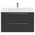 Napoli Gloss Grey 800mm Wall Mounted Vanity Unit with 1 Tap Hole Minimalist Basin and 2 Drawers with Chrome Handles Front View