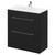Napoli Nero Oak 800mm Floor Standing Vanity Unit with 1 Tap Hole Minimalist Basin and 2 Drawers with Chrome Handles Right Hand View