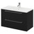 Napoli Nero Oak 800mm Wall Mounted Vanity Unit with 1 Tap Hole Minimalist Basin and 2 Drawers with Chrome Handles Right Hand View
