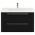 Napoli Nero Oak 800mm Wall Mounted Vanity Unit with 1 Tap Hole Minimalist Basin and 2 Drawers with Chrome Handles Front View