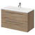 Napoli Bordalino Oak 800mm Wall Mounted Vanity Unit with 1 Tap Hole Minimalist Basin and 2 Drawers with Chrome Handles Right Hand View
