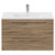 Napoli Bordalino Oak 800mm Wall Mounted Vanity Unit with 1 Tap Hole Minimalist Basin and 2 Drawers with Chrome Handles Front View