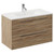 Napoli Bordalino Oak 800mm Wall Mounted Vanity Unit with 1 Tap Hole Minimalist Basin and 2 Drawers with Chrome Handles Left Hand View