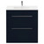 Napoli Deep Blue 800mm Floor Standing Vanity Unit with 1 Tap Hole Minimalist Basin and 2 Drawers with Chrome Handles Front View