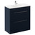 Napoli Deep Blue 800mm Floor Standing Vanity Unit with 1 Tap Hole Minimalist Basin and 2 Drawers with Chrome Handles Left Hand View