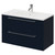 Napoli Deep Blue 800mm Wall Mounted Vanity Unit with 1 Tap Hole Minimalist Basin and 2 Drawers with Chrome Handles Right Hand View