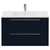 Napoli Deep Blue 800mm Wall Mounted Vanity Unit with 1 Tap Hole Minimalist Basin and 2 Drawers with Chrome Handles Front View