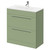 Napoli Olive Green 800mm Floor Standing Vanity Unit with 1 Tap Hole Minimalist Basin and 2 Drawers with Chrome Handles Right Hand View