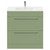 Napoli Olive Green 800mm Floor Standing Vanity Unit with 1 Tap Hole Minimalist Basin and 2 Drawers with Chrome Handles Front View