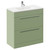 Napoli Olive Green 800mm Floor Standing Vanity Unit with 1 Tap Hole Minimalist Basin and 2 Drawers with Chrome Handles Left Hand View