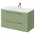 Napoli Olive Green 800mm Wall Mounted Vanity Unit with 1 Tap Hole Minimalist Basin and 2 Drawers with Chrome Handles Right Hand View