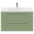 Napoli Olive Green 800mm Wall Mounted Vanity Unit with 1 Tap Hole Minimalist Basin and 2 Drawers with Chrome Handles Front View