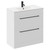 Napoli Gloss White 800mm Floor Standing Vanity Unit with 1 Tap Hole Minimalist Basin and 2 Drawers with Matt Black Handles Left Hand View