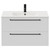 Napoli Gloss White 800mm Wall Mounted Vanity Unit with 1 Tap Hole Minimalist Basin and 2 Drawers with Matt Black Handles Front View
