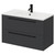Napoli Gloss Grey 800mm Wall Mounted Vanity Unit with 1 Tap Hole Minimalist Basin and 2 Drawers with Matt Black Handles Right Hand View
