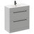 Napoli Gloss Grey Pearl 800mm Floor Standing Vanity Unit with 1 Tap Hole Minimalist Basin and 2 Drawers with Matt Black Handles Left Hand View