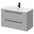 Napoli Gloss Grey Pearl 800mm Wall Mounted Vanity Unit with 1 Tap Hole Minimalist Basin and 2 Drawers with Matt Black Handles Right Hand View