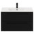 Napoli Nero Oak 800mm Wall Mounted Vanity Unit with 1 Tap Hole Minimalist Basin and 2 Drawers with Matt Black Handles Front View