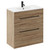 Napoli Bordalino Oak 800mm Floor Standing Vanity Unit with 1 Tap Hole Minimalist Basin and 2 Drawers with Matt Black Handles Left Hand View
