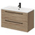Napoli Bordalino Oak 800mm Wall Mounted Vanity Unit with 1 Tap Hole Minimalist Basin and 2 Drawers with Matt Black Handles Right Hand View