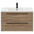 Napoli Bordalino Oak 800mm Wall Mounted Vanity Unit with 1 Tap Hole Minimalist Basin and 2 Drawers with Matt Black Handles Front View