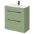 Napoli Olive Green 800mm Floor Standing Vanity Unit with 1 Tap Hole Minimalist Basin and 2 Drawers with Matt Black Handles Right Hand View