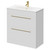 Napoli Gloss White 800mm Floor Standing Vanity Unit with 1 Tap Hole Minimalist Basin and 2 Drawers with Brushed Brass Handles Right Hand View