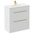 Napoli Gloss White 800mm Floor Standing Vanity Unit with 1 Tap Hole Minimalist Basin and 2 Drawers with Brushed Brass Handles Left Hand View