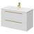 Napoli Gloss White 800mm Wall Mounted Vanity Unit with 1 Tap Hole Minimalist Basin and 2 Drawers with Brushed Brass Handles Right Hand View