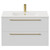 Napoli Gloss White 800mm Wall Mounted Vanity Unit with 1 Tap Hole Minimalist Basin and 2 Drawers with Brushed Brass Handles Front View
