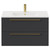 Napoli Gloss Grey 800mm Wall Mounted Vanity Unit with 1 Tap Hole Minimalist Basin and 2 Drawers with Brushed Brass Handles Front View