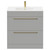 Napoli Gloss Grey Pearl 800mm Floor Standing Vanity Unit with 1 Tap Hole Minimalist Basin and 2 Drawers with Brushed Brass Handles Front View