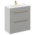 Napoli Gloss Grey Pearl 800mm Floor Standing Vanity Unit with 1 Tap Hole Minimalist Basin and 2 Drawers with Brushed Brass Handles Left Hand View