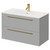Napoli Gloss Grey Pearl 800mm Wall Mounted Vanity Unit with 1 Tap Hole Minimalist Basin and 2 Drawers with Brushed Brass Handles Right Hand View