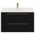 Napoli Nero Oak 800mm Wall Mounted Vanity Unit with 1 Tap Hole Minimalist Basin and 2 Drawers with Brushed Brass Handles Front View