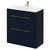 Napoli Deep Blue 800mm Floor Standing Vanity Unit with 1 Tap Hole Minimalist Basin and 2 Drawers with Brushed Brass Handles Right Hand View