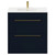 Napoli Deep Blue 800mm Floor Standing Vanity Unit with 1 Tap Hole Minimalist Basin and 2 Drawers with Brushed Brass Handles Front View