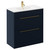 Napoli Deep Blue 800mm Floor Standing Vanity Unit with 1 Tap Hole Minimalist Basin and 2 Drawers with Brushed Brass Handles Left Hand View