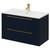 Napoli Deep Blue 800mm Wall Mounted Vanity Unit with 1 Tap Hole Minimalist Basin and 2 Drawers with Brushed Brass Handles Right Hand View