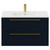 Napoli Deep Blue 800mm Wall Mounted Vanity Unit with 1 Tap Hole Minimalist Basin and 2 Drawers with Brushed Brass Handles Front View