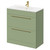 Napoli Olive Green 800mm Floor Standing Vanity Unit with 1 Tap Hole Minimalist Basin and 2 Drawers with Brushed Brass Handles Right Hand View